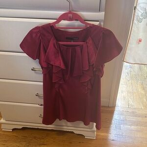 Plastic Island Deep Red Ruffle Blouse